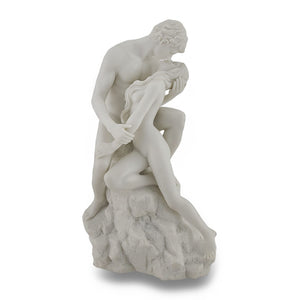 White Marble Lovers Embrace Nude Sculpture