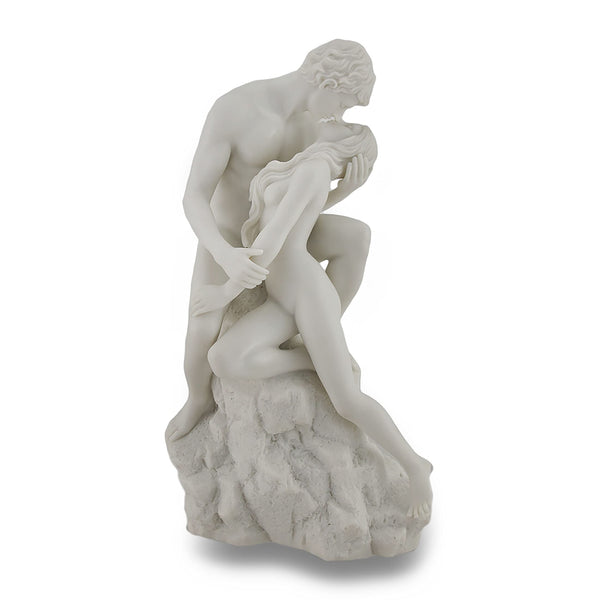 White Marble Lovers Embrace Nude Sculpture