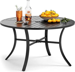 Round Outdoor Dining Table with Umbrella Hole