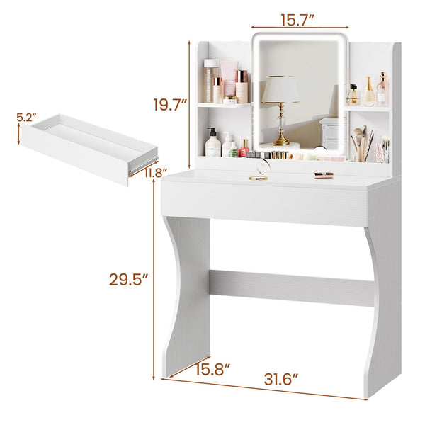 Small Vanity Desk with Mirror and Lights