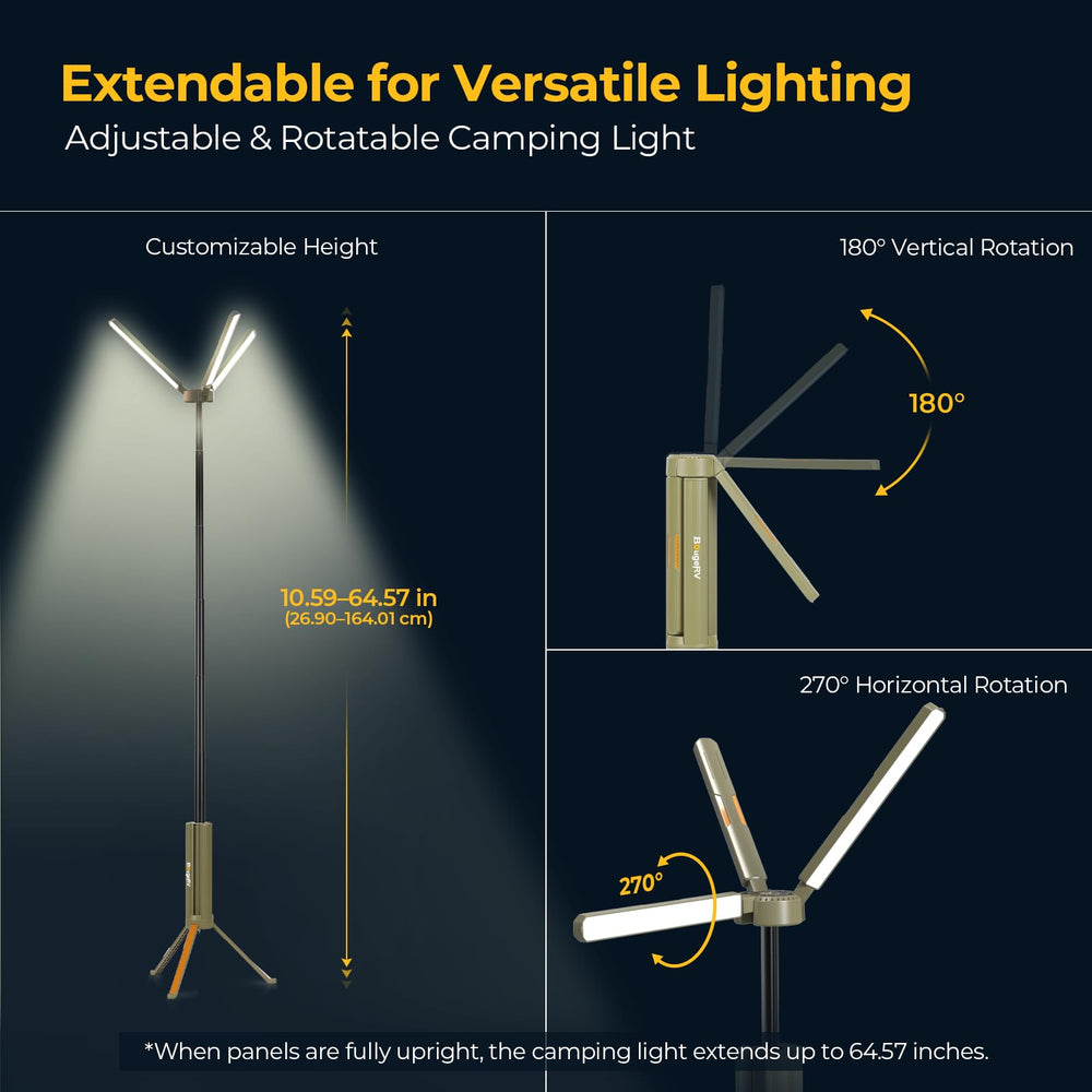 Telescopic Camping Lantern with 15600mAh Rechargeable Battery