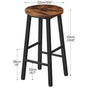 Industrial Bar Stools Set of 2 – Counter Height Kitchen Island Chairs