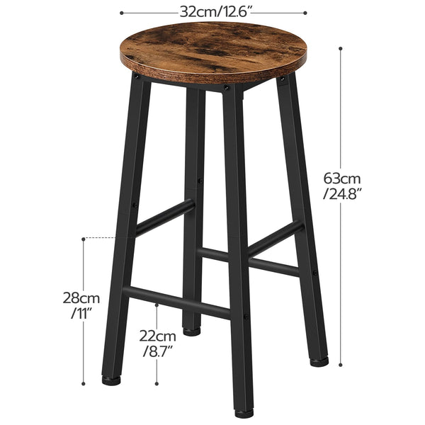 Industrial Bar Stools Set of 2 – Counter Height Kitchen Island Chairs