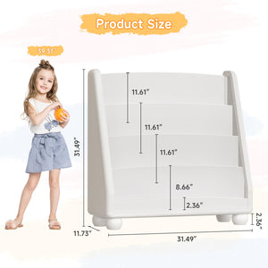 4-Tier Kids Bookshelf with Rounded Corners