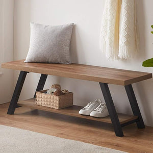 Rustic Entryway Bench with Shoe Storage