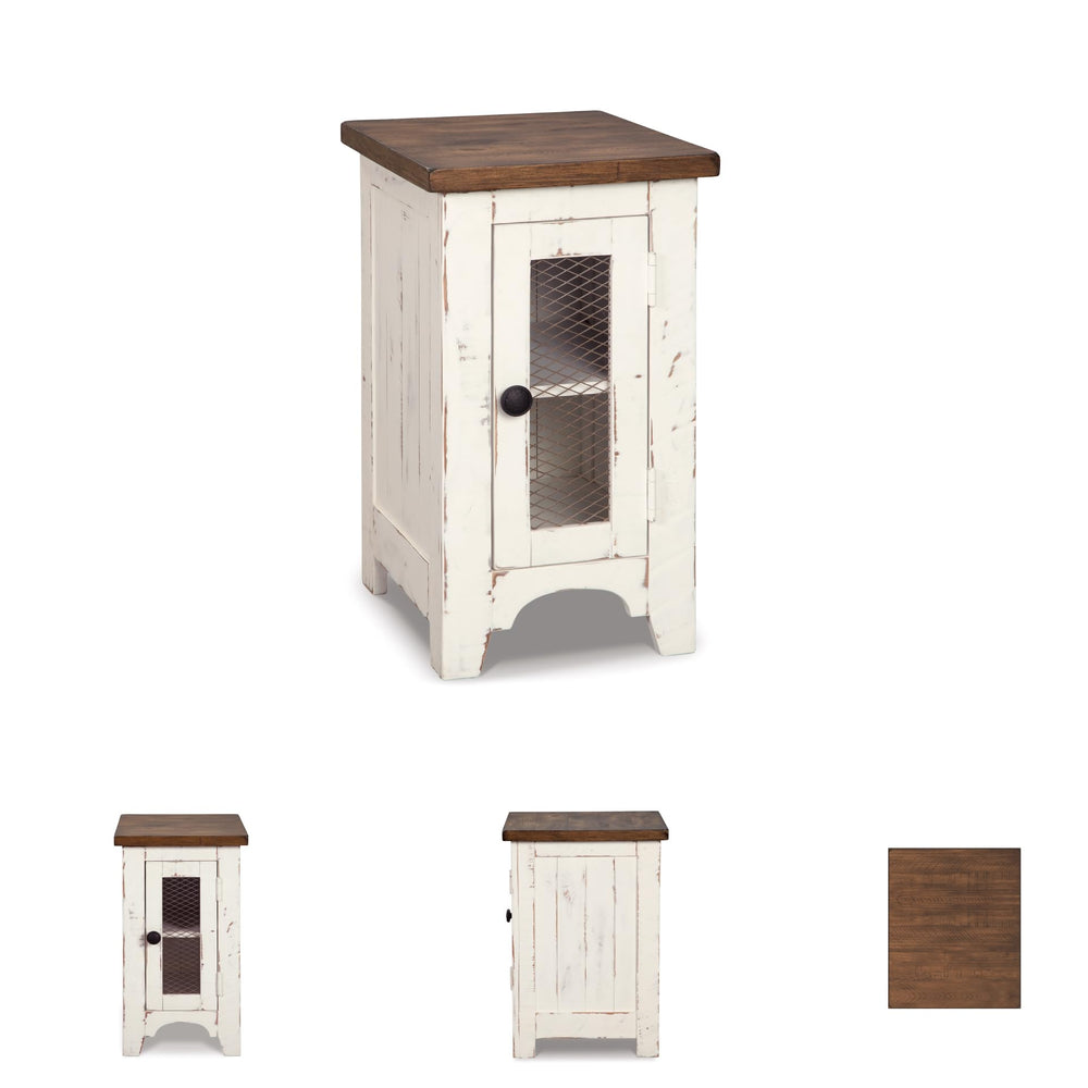Farmhouse Chairside End Table with Cabinet Door