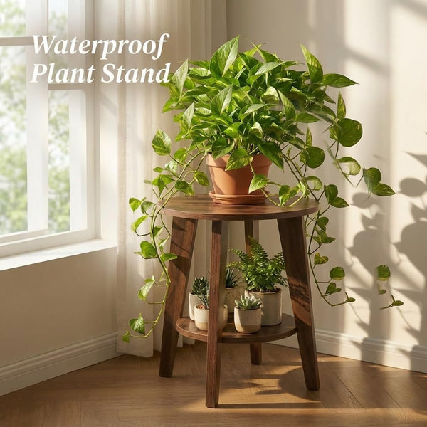 Round Side Table with 2-Tier Storage