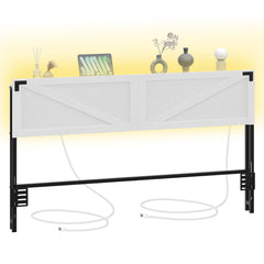 King Size Headboard with LED Lights and USB Charging Ports