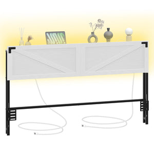 King Size Headboard with LED Lights and USB Charging Ports