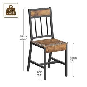 Industrial Dining Chairs Set with Metal Frame & Slanted Back