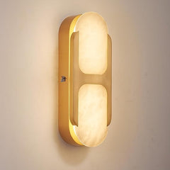 Alabaster Wall Sconce Dimmable LED – Gold Marble Indoor Wall Light