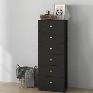 6-Drawer Vertical Dresser with Gold Handles