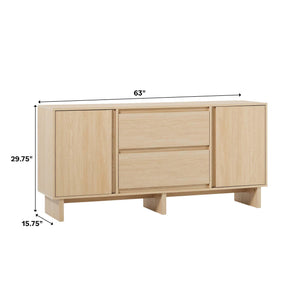 63-Inch Scandinavian Sideboard with 2 Doors & 2 Drawers