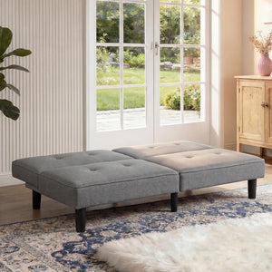67" Convertible Futon Sofa Bed with Adjustable Backrest – Light Gray