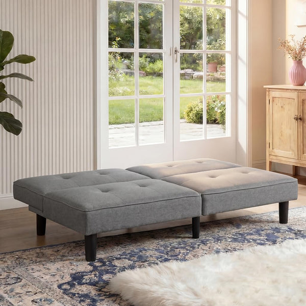 67" Convertible Futon Sofa Bed with Adjustable Backrest – Light Gray