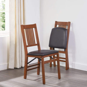 Upholstered Wood Folding Chairs Set of 2