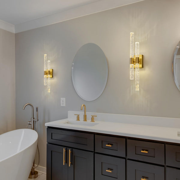 Crystal LED Bathroom Vanity Light Fixtures 2-Pack Gold 21.25in