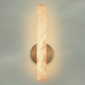 Alabaster Wall Sconce with Solid Brass Frame