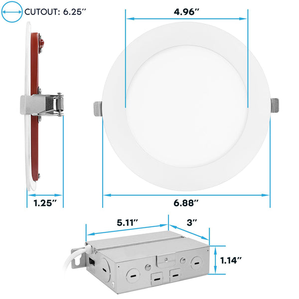 6 Inch Fire Rated LED Recessed Lights 12-Pack, 5CCT Selectable, Dimmable, IC Rated, Wet Rated