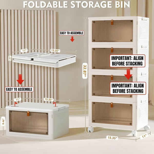 4-Tier Stackable Storage Bins with Lid & Wheels