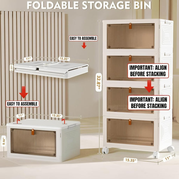 4-Tier Stackable Storage Bins with Lid & Wheels