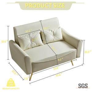 Faux Leather Loveseat Sofa with Pillows