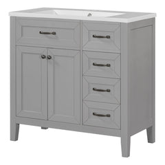 36" Bathroom Vanity with Sink, 3 Drawers & Soft-Close Doors