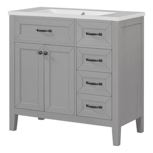 36" Bathroom Vanity with Sink, 3 Drawers & Soft-Close Doors