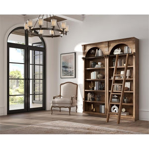 Traditional 8ft Tall Wood Bookcase with Ladder