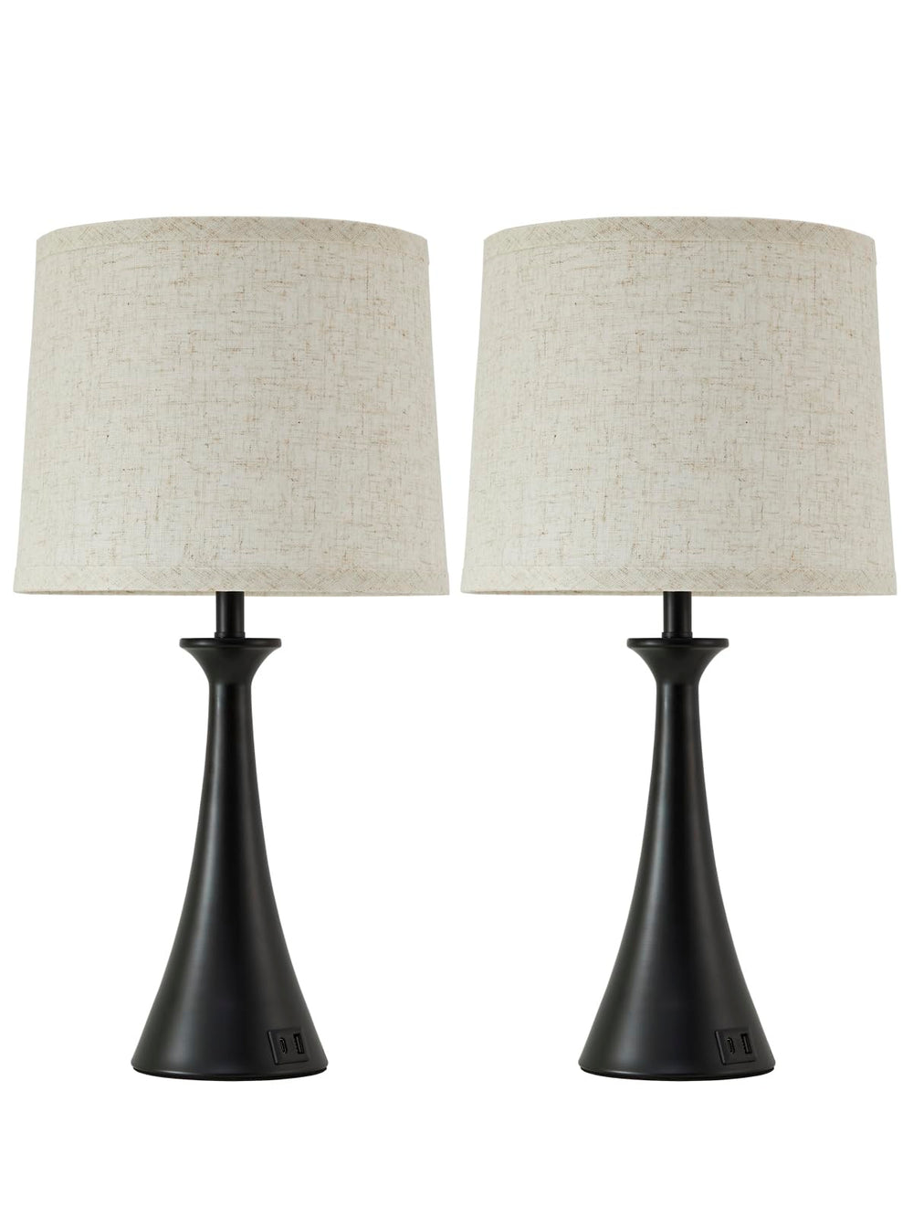 Touch Table Lamps Set of 2 – 21", USB C+A Ports, 3-Way Dimmable
