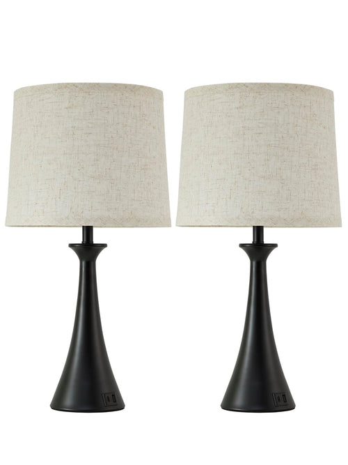 Touch Table Lamps Set of 2 – 21", USB C+A Ports, 3-Way Dimmable
