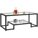 Tempered Glass Coffee Table with Open Storage Shelf