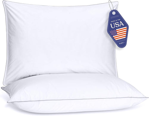 Down Alternative Bed Pillows — Cooling Cotton Shell, Set of 2