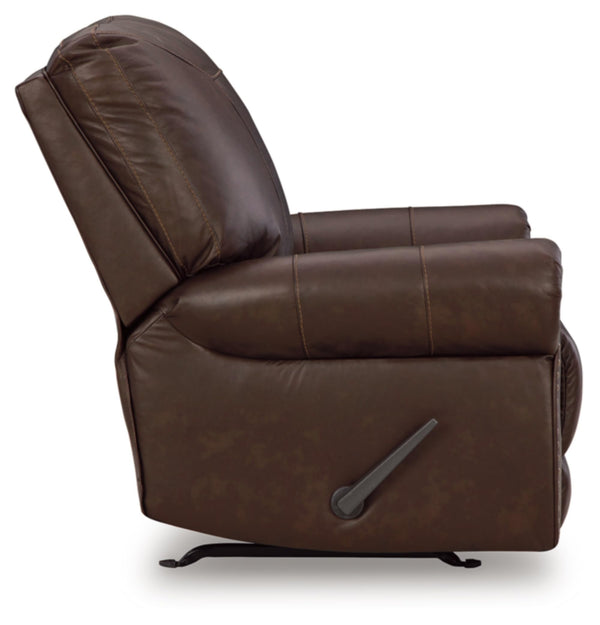Traditional Leather Match Manual Recliner with Nailhead Trim