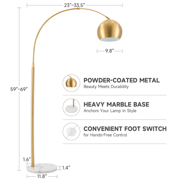 Modern Arc Floor Lamp with Marble Base
