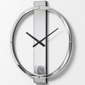 Large Mirror Wall Clock with Round Glass Face