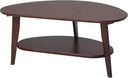 Oval Bamboo Coffee Table with Lower Storage Shelf