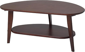 Oval Bamboo Coffee Table with Lower Storage Shelf