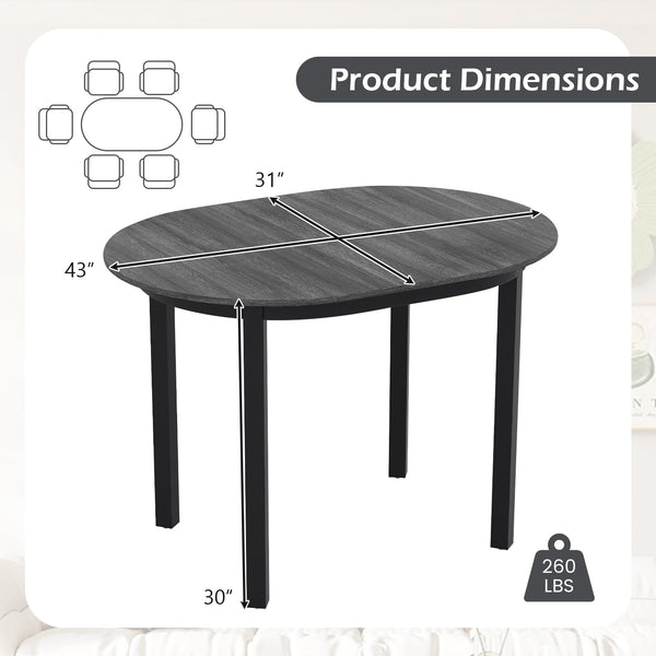 Oval Dining Table for 2-4, Rubber Wood Legs
