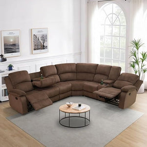 L-Shaped Reclining Sectional Sofa with Storage Console & Cup Holders