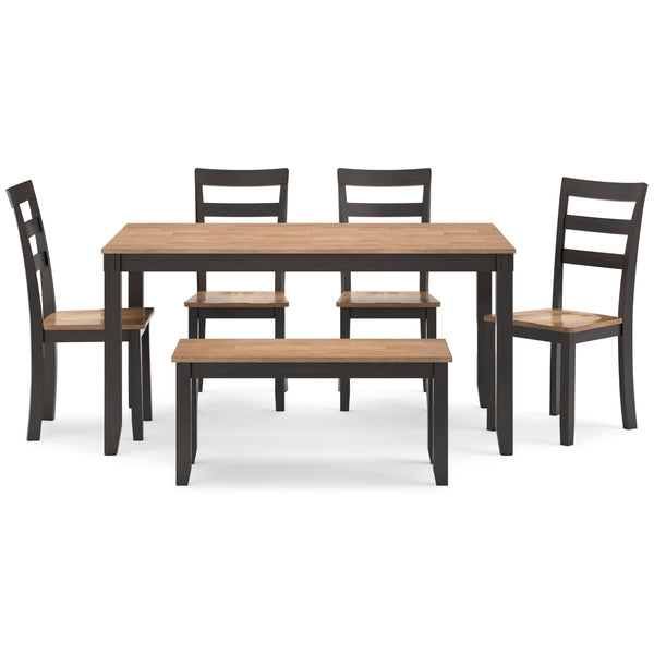6-Piece Casual Dining Set with Table, Bench & 4 Ladderback Chairs