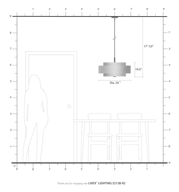 5-Light Triple Drum Pendant Light with Fabric Shade