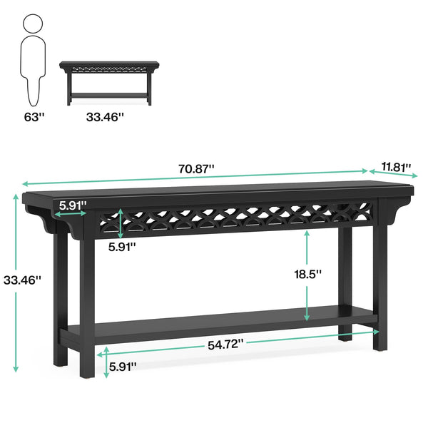 70.8" Farmhouse Console Table with Storage