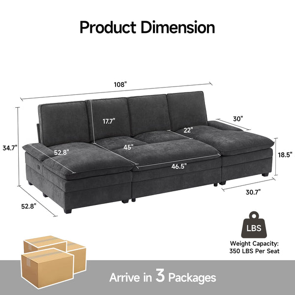 Modular U-Shaped Sectional Sofa with Ottoman