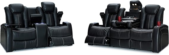Power Reclining Home Theater Sofa – Italian Leather
