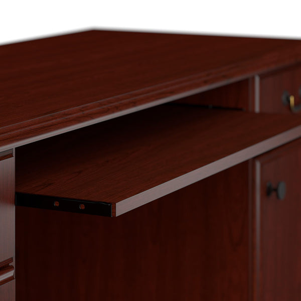 L-Shaped Executive Desk with Drawers & Keyboard Tray – Harvest Cherry