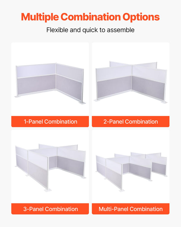 2-Pack Freestanding Office Partition with Frosted Acrylic Windows