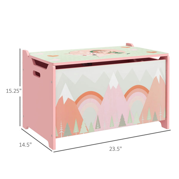 Kids Storage Chest with Safety Hinge – Pink Animal Design