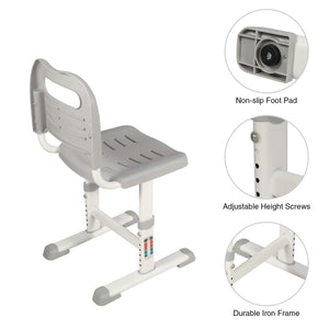 Kids Height-Adjustable Desk and Chair Set with LED Light, Drawer & Bookstand