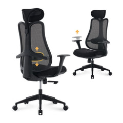 Fluido Ergonomic High Back Mesh Office Chair with Adjustable Lumbar Support & 3D Armrests